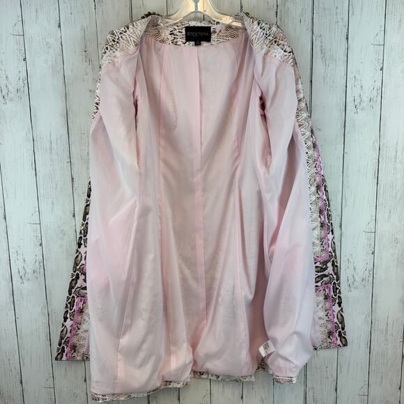 Etcetera Pink Snake Print 3/4 Sleeve Chain Neck Trench Dress Jacket Coat Size 12 - Picture 10 of 14
